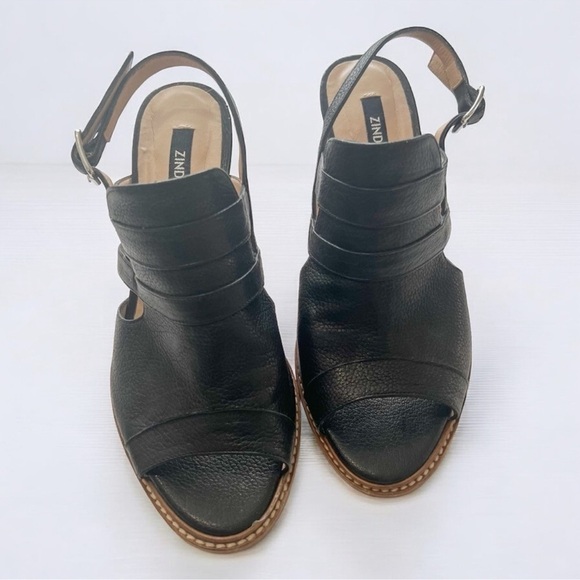Zinda Black Leather Strappy  Heels Sz 38 - Picture 5 of 10